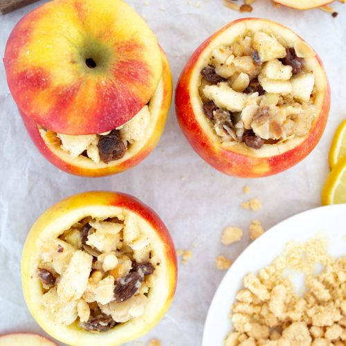 Bratapfelcrumble im Bratapfel Gefüllte Bratäpfel mit Crumble